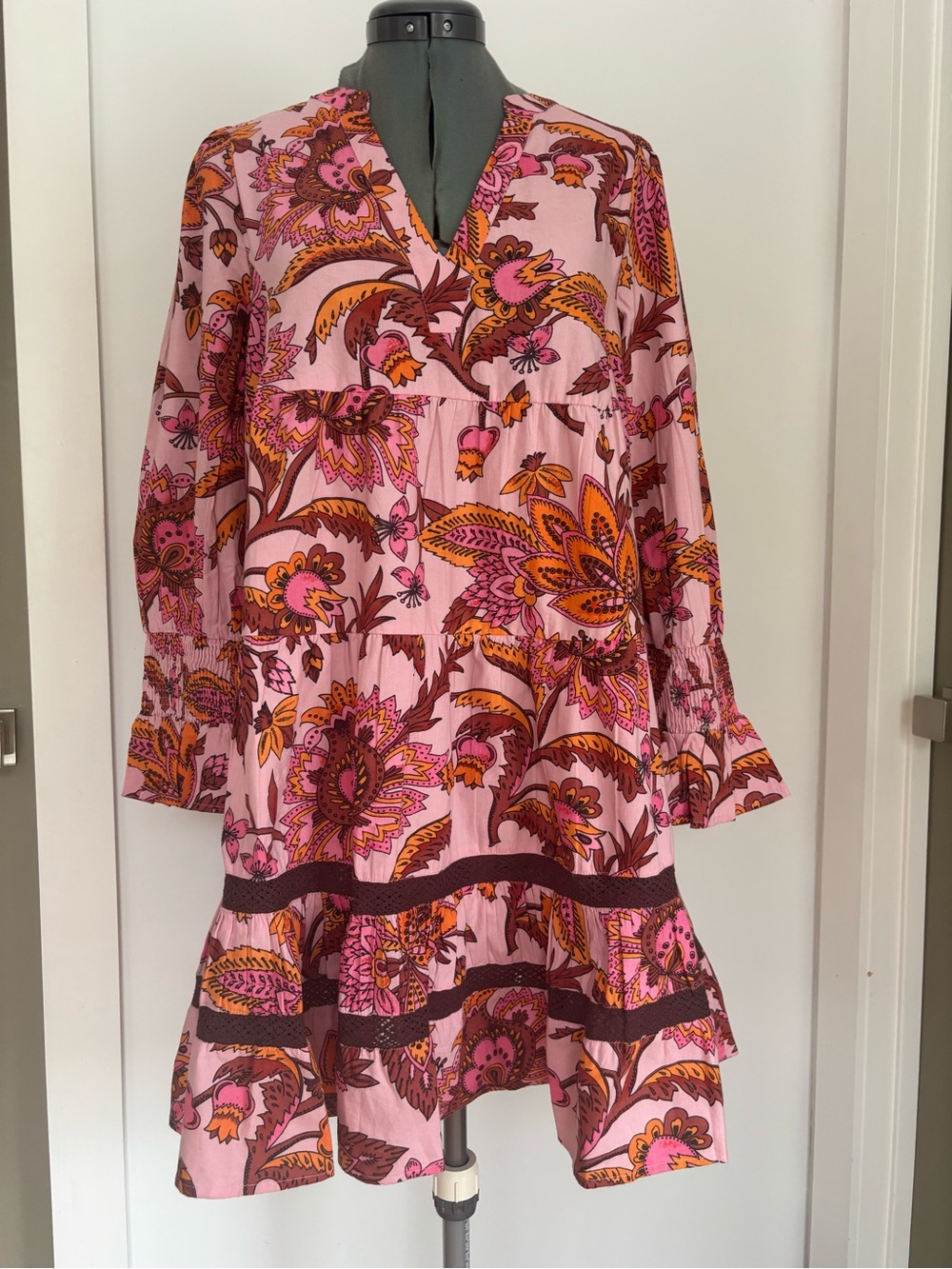 Tuckernuck Kenzo Pink Sunset Ornate Chintz Caftan Dress Size S NWT